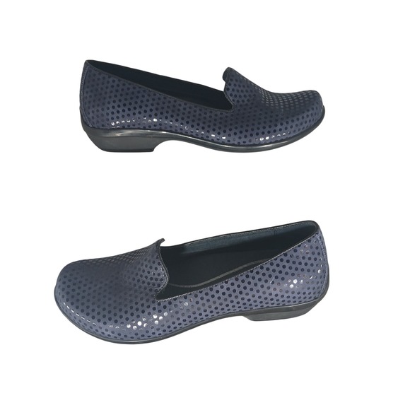 Dansko Shoes - Dansko Ainsley Navy Blue Metallic Polka Dot Leather Loafers Shoes EU 36 US 5.5-6